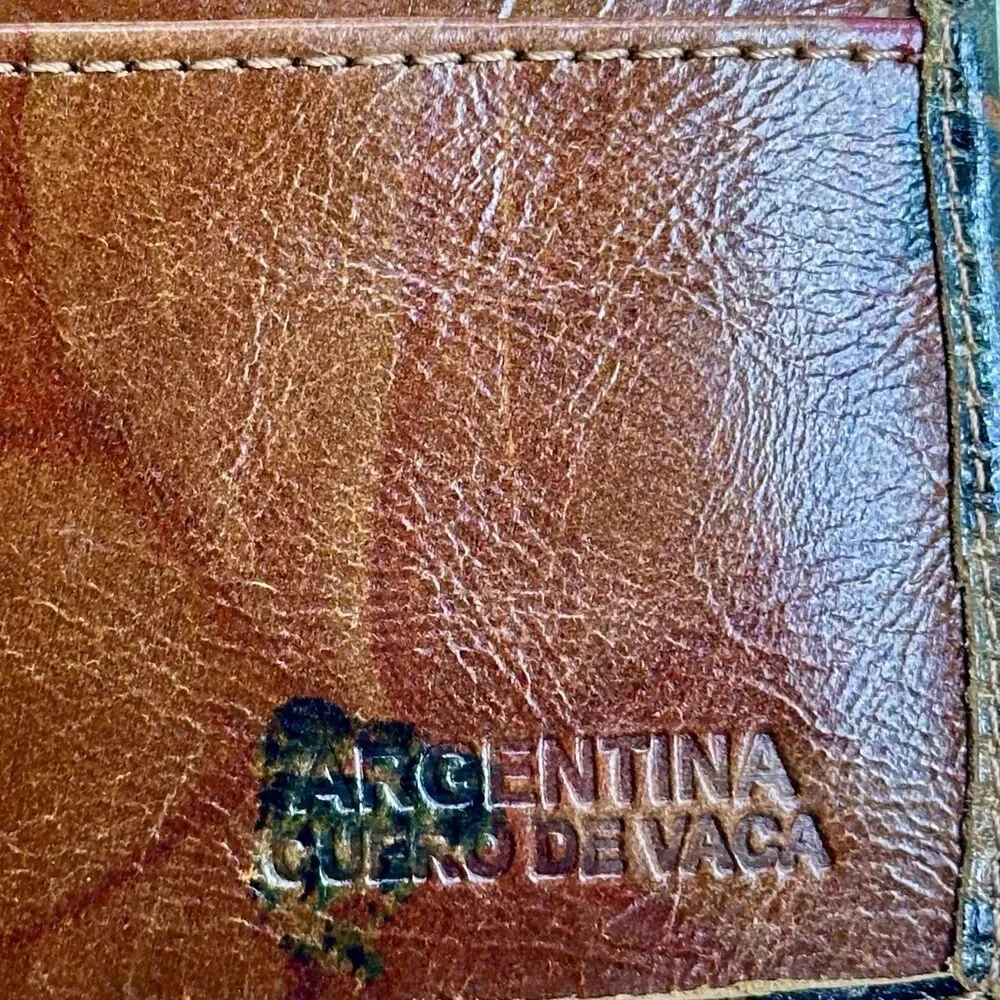 Vintage Argentine Floral Genuine Leather Wallet Checkbook Organizer